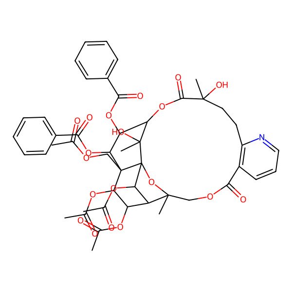 2D Structure of [(1S,3R,15S,18S,19R,20R,21R,22S,23R,24R,25R,26S)-22,23,25-triacetyloxy-21-(acetyloxymethyl)-20-benzoyloxy-15,26-dihydroxy-3,15,26-trimethyl-6,16-dioxo-2,5,17-trioxa-11-azapentacyclo[16.7.1.01,21.03,24.07,12]hexacosa-7(12),8,10-trien-19-yl] benzoate