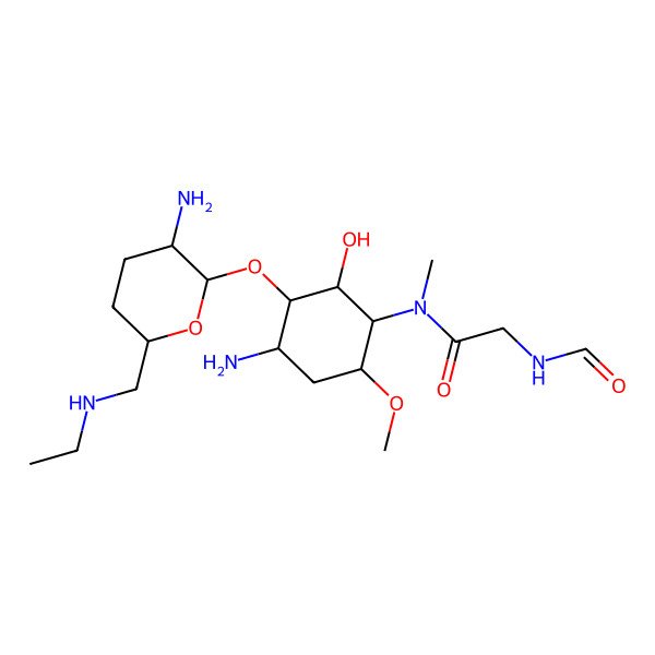 2D Structure of N-[4-amino-3-[3-amino-6-(ethylaminomethyl)oxan-2-yl]oxy-2-hydroxy-6-methoxycyclohexyl]-2-formamido-N-methylacetamide