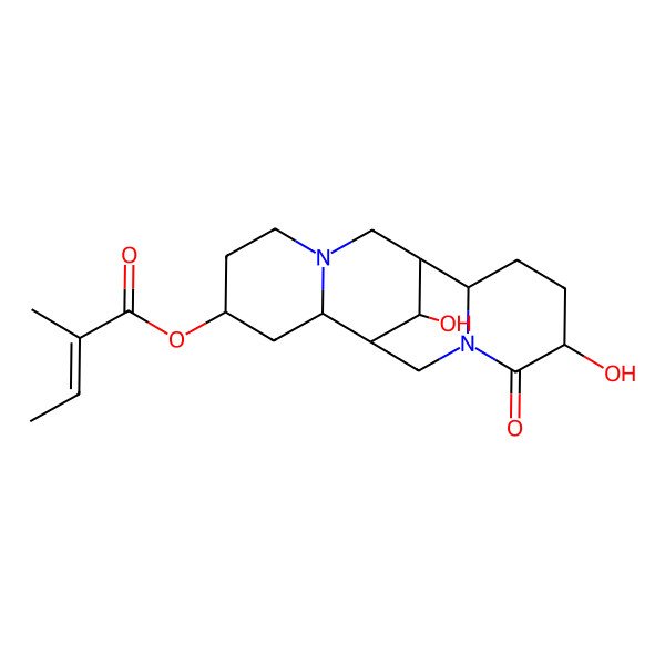 2D Structure of [(1S,2S,4S,9S,10R,13S,17R)-13,17-dihydroxy-14-oxo-7,15-diazatetracyclo[7.7.1.02,7.010,15]heptadecan-4-yl] (Z)-2-methylbut-2-enoate