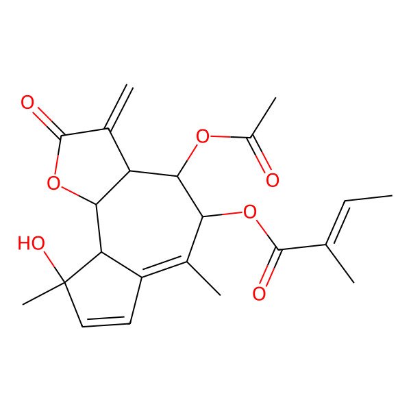 2D Structure of [(3aS,4R,5R,9R,9aS,9bS)-4-acetyloxy-9-hydroxy-6,9-dimethyl-3-methylidene-2-oxo-4,5,9a,9b-tetrahydro-3aH-azuleno[4,5-b]furan-5-yl] (Z)-2-methylbut-2-enoate
