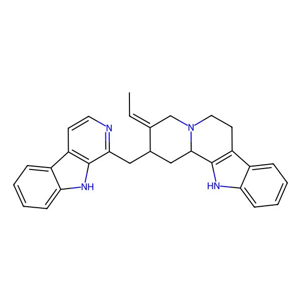 2D Structure of 3-ethylidene-2-(9H-pyrido[3,4-b]indol-1-ylmethyl)-2,4,6,7,12,12b-hexahydro-1H-indolo[2,3-a]quinolizine