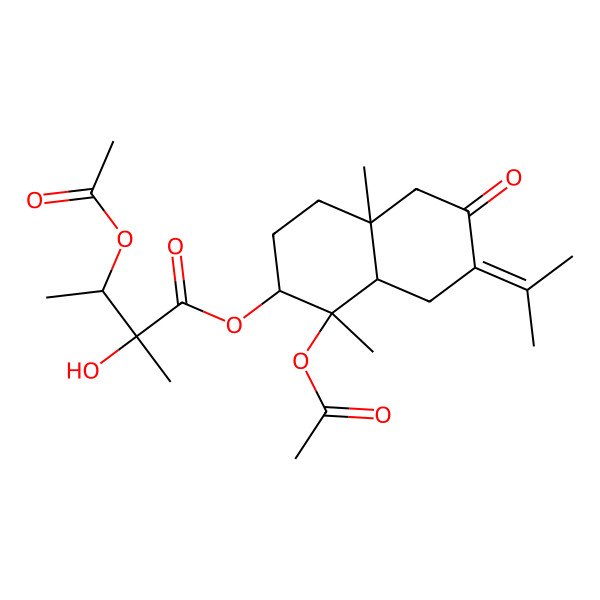2D Structure of [(1S,2R,4aR,8aR)-1-acetyloxy-1,4a-dimethyl-6-oxo-7-propan-2-ylidene-2,3,4,5,8,8a-hexahydronaphthalen-2-yl] (2S,3S)-3-acetyloxy-2-hydroxy-2-methylbutanoate