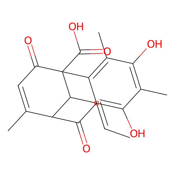 2D Structure of 4,6-Dihydroxy-3,5,10-trimethyl-8,12-dioxo-13-prop-1-enyltricyclo[7.3.1.02,7]trideca-2,4,6,10-tetraene-1-carboxylic acid