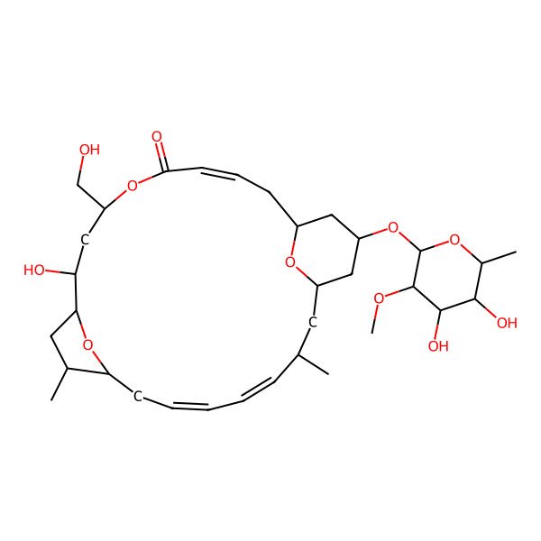 2D Structure of (1R,3R,9R,10R,13R,15R,21S,23R)-23-[(2R,3R,4R,5R,6S)-4,5-dihydroxy-3-methoxy-6-methyloxan-2-yl]oxy-13-hydroxy-15-(hydroxymethyl)-3,10-dimethyl-16,25,26-trioxatricyclo[19.3.1.19,12]hexacosa-4,6,18-trien-17-one
