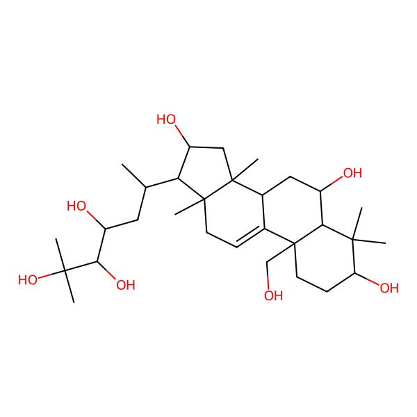 2D Structure of 10-(hydroxymethyl)-4,4,13,14-tetramethyl-17-(4,5,6-trihydroxy-6-methylheptan-2-yl)-2,3,5,6,7,8,12,15,16,17-decahydro-1H-cyclopenta[a]phenanthrene-3,6,16-triol