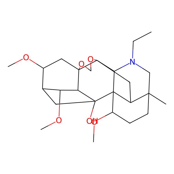 2D Structure of (1R,2S,3S,4S,5R,6S,8R,12R,13S,16R,19S,20R)-14-ethyl-4,6,19-trimethoxy-16-methyl-9,11-dioxa-14-azaheptacyclo[10.7.2.12,5.01,13.03,8.08,12.016,20]docosan-2-ol