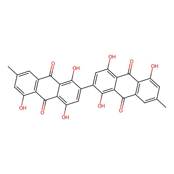 2D Structure of 2,2'-Bis-(7-methyl-1,4,5-trihydroxy-anthracene-9,10-dione)