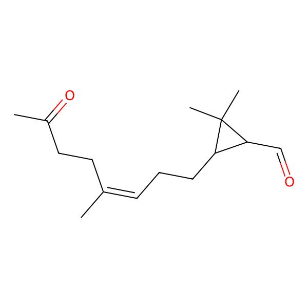 2D Structure of 2,2-Dimethyl-3-(4-methyl-7-oxooct-3-enyl)cyclopropane-1-carbaldehyde