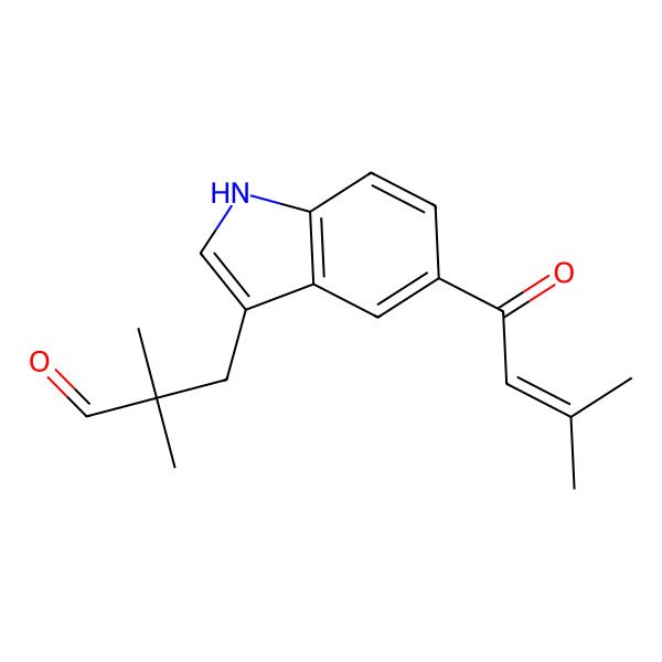 2D Structure of 2,2-dimethyl-3-[5-(3-methylbut-2-enoyl)-1H-indol-3-yl]propanal