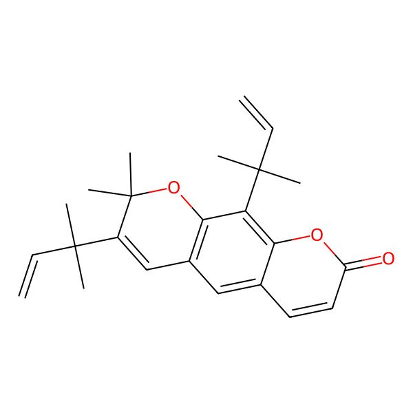 2D Structure of 2,2-Dimethyl-3,10-bis(2-methylbut-3-en-2-yl)pyrano[3,2-g]chromen-8-one