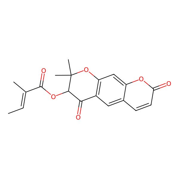 2D Structure of (2,2-dimethyl-4,8-dioxo-3H-pyrano[3,2-g]chromen-3-yl) 2-methylbut-2-enoate