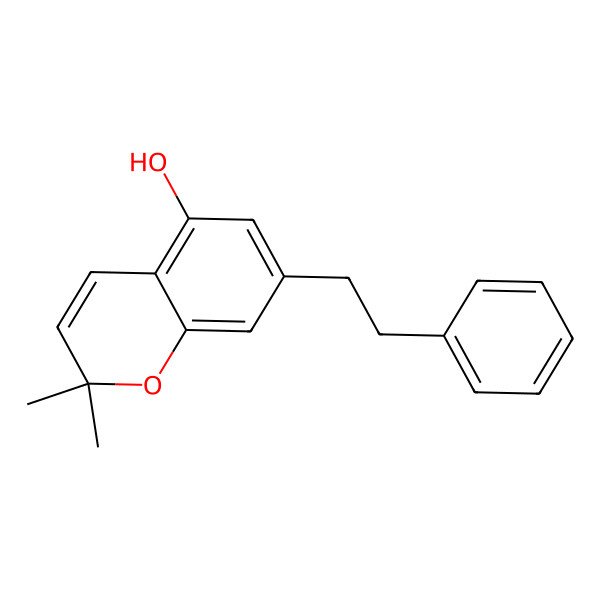2D Structure of 2,2-Dimethyl-5-hydroxy-7-(2-phenylethyl)-chromene