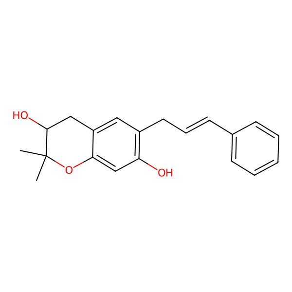2D Structure of 2,2-Dimethyl-6-(3-phenylprop-2-enyl)-3,4-dihydrochromene-3,7-diol