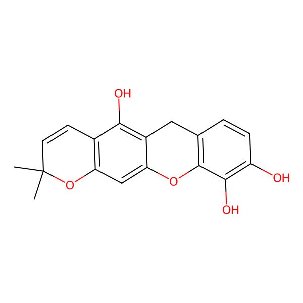 2D Structure of 2,2-dimethyl-6H-pyrano[3,2-b]xanthene-5,9,10-triol