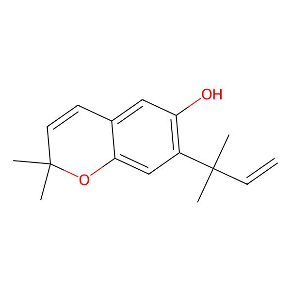 2D Structure of 2,2-Dimethyl-7-(2-methylbut-3-en-2-yl)chromen-6-ol