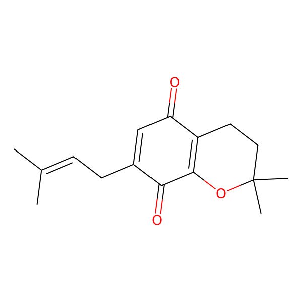 2D Structure of 2,2-Dimethyl-7-(3-methylbut-2-enyl)-3,4-dihydrochromene-5,8-dione