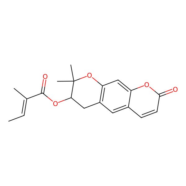 2D Structure of (2,2-Dimethyl-8-oxo-3,4-dihydropyrano[3,2-g]chromen-3-yl) 2-methylbut-2-enoate