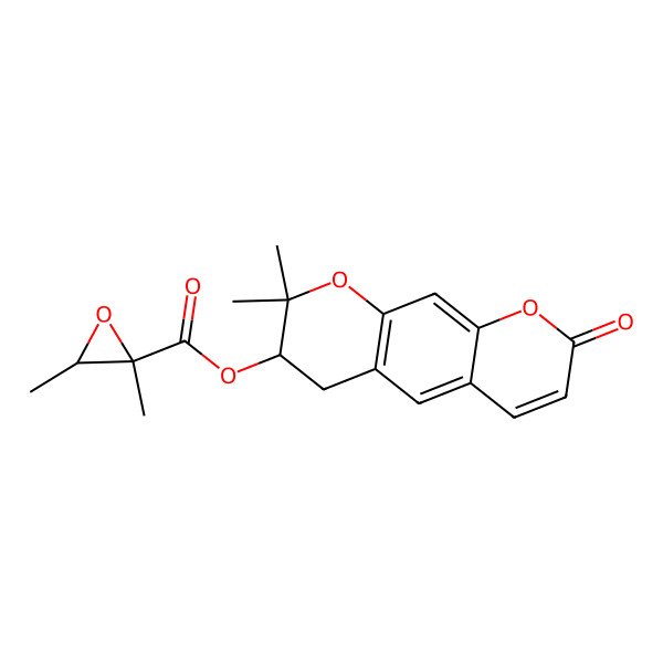 2D Structure of (2,2-Dimethyl-8-oxo-3,4-dihydropyrano[3,2-g]chromen-3-yl) 2,3-dimethyloxirane-2-carboxylate