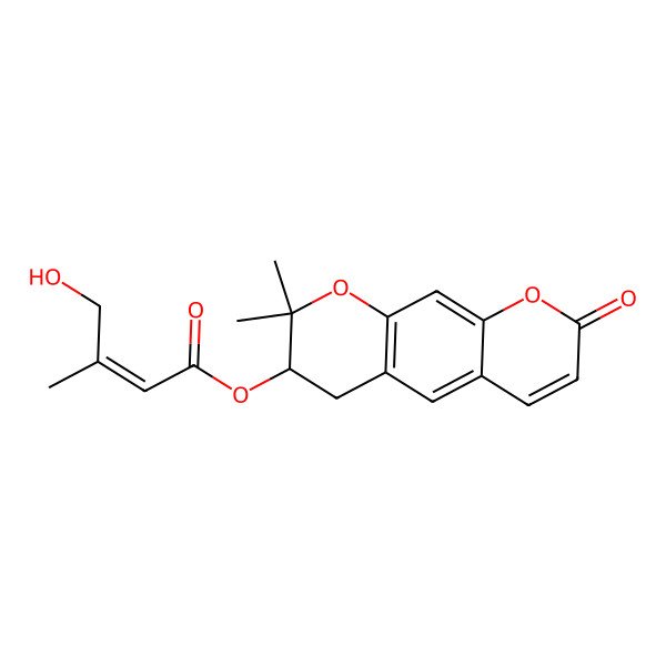 2D Structure of (2,2-Dimethyl-8-oxo-3,4-dihydropyrano[3,2-g]chromen-3-yl) 4-hydroxy-3-methylbut-2-enoate