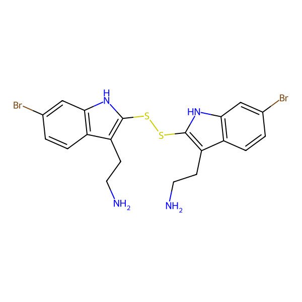 2D Structure of 2-[2-[[3-(2-Aminoethyl)-6-bromo-1H-indol-2-yl]disulfanyl]-6-bromo-1H-indol-3-yl]ethanamine