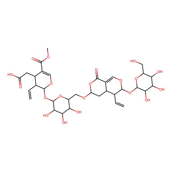 2D Structure of 2-[3-ethenyl-2-[6-[[5-ethenyl-1-oxo-6-[3,4,5-trihydroxy-6-(hydroxymethyl)oxan-2-yl]oxy-4,4a,5,6-tetrahydro-3H-pyrano[3,4-c]pyran-3-yl]oxymethyl]-3,4,5-trihydroxyoxan-2-yl]oxy-5-methoxycarbonyl-3,4-dihydro-2H-pyran-4-yl]acetic acid