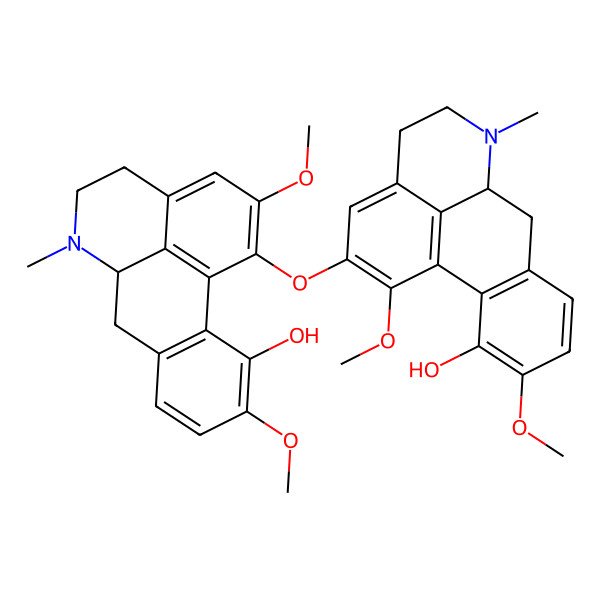 2D Structure of (6aR)-1-[[(6aR)-11-hydroxy-1,10-dimethoxy-6-methyl-5,6,6a,7-tetrahydro-4H-dibenzo[de,g]quinolin-2-yl]oxy]-2,10-dimethoxy-6-methyl-5,6,6a,7-tetrahydro-4H-dibenzo[de,g]quinolin-11-ol