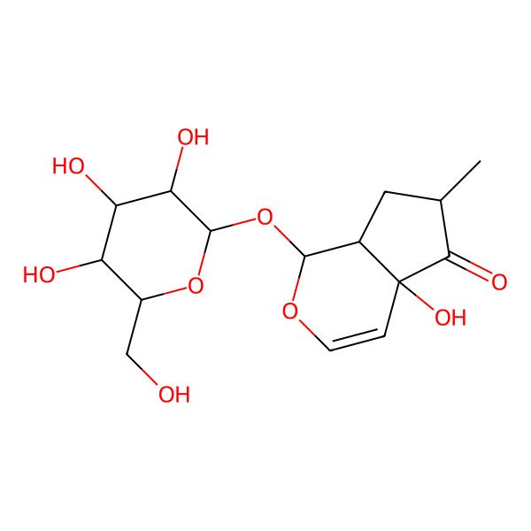 2D Structure of 4a-Hydroxy-6-methyl-1-[3,4,5-trihydroxy-6-(hydroxymethyl)oxan-2-yl]oxy-1,6,7,7a-tetrahydrocyclopenta[c]pyran-5-one
