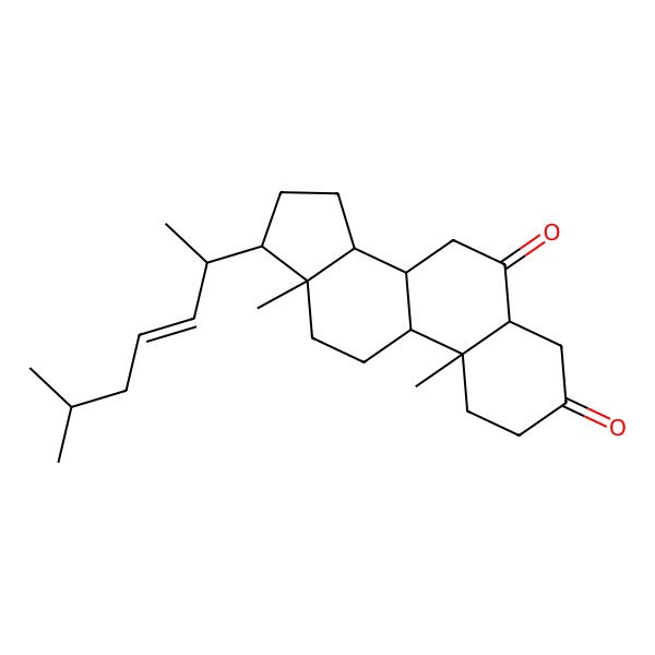 2D Structure of (5S,8S,9S,10R,13R,14S,17R)-10,13-dimethyl-17-[(E,2R)-6-methylhept-3-en-2-yl]-2,4,5,7,8,9,11,12,14,15,16,17-dodecahydro-1H-cyclopenta[a]phenanthrene-3,6-dione