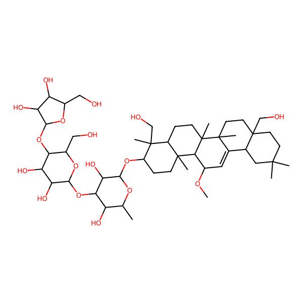 2D Structure of (2R,3R,4S,5S,6R)-2-[[(3S,4R,4aS,6aR,6bS,8aS,12aS,14R,14aR,14bS)-4,8a-bis(hydroxymethyl)-14-methoxy-4,6a,6b,11,11,14b-hexamethyl-1,2,3,4a,5,6,7,8,9,10,12,12a,14,14a-tetradecahydropicen-3-yl]oxy]-4-[(2S,3R,4R,5S,6R)-5-[(2S,3R,4R,5R)-3,4-dihydroxy-5-(hydroxymethyl)oxolan-2-yl]oxy-3,4-dihydroxy-6-(hydroxymethyl)oxan-2-yl]oxy-6-methyloxane-3,5-diol