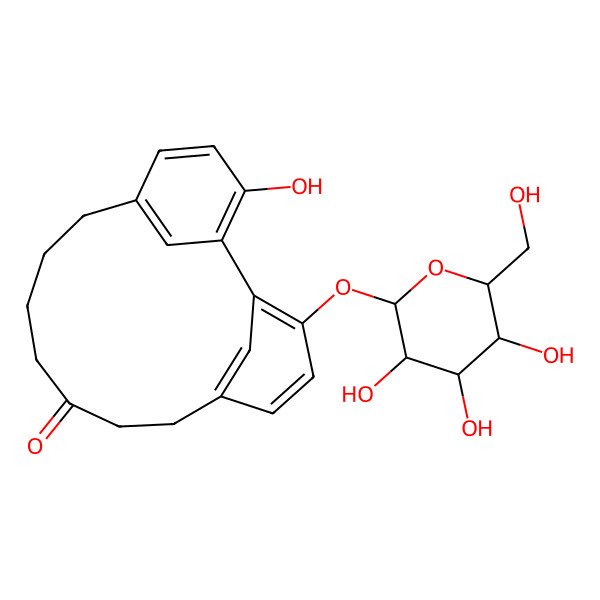 2D Structure of 17-hydroxy-3-[(2S,3R,4S,5S,6R)-3,4,5-trihydroxy-6-(hydroxymethyl)oxan-2-yl]oxytricyclo[12.3.1.12,6]nonadeca-1(17),2,4,6(19),14(18),15-hexaen-9-one