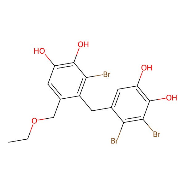 2D Structure of 2,2',3-Tribromo-3',4,4',5-tetrahydroxy-6'-ethyloxymethyldiphenylmethane