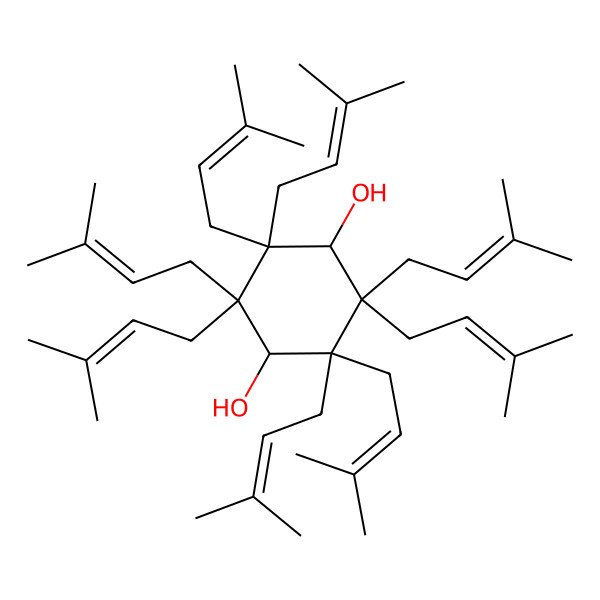 2D Structure of 2,2,3,3,5,5,6,6-Octakis(3-methylbut-2-enyl)cyclohexane-1,4-diol