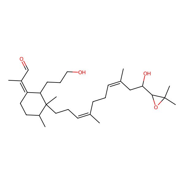 2D Structure of (2Z)-2-[(2S,3R,4R)-3-[(3E,7E,10S)-10-[(2R)-3,3-dimethyloxiran-2-yl]-10-hydroxy-4,8-dimethyldeca-3,7-dienyl]-2-(3-hydroxypropyl)-3,4-dimethylcyclohexylidene]propanal