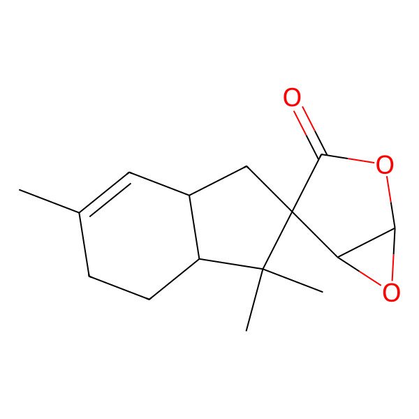2D Structure of (1S,3'aS,5R,7'aR)-3',3',6'-trimethylspiro[2,6-dioxabicyclo[3.1.0]hexane-4,2'-3a,4,5,7a-tetrahydro-1H-indene]-3-one