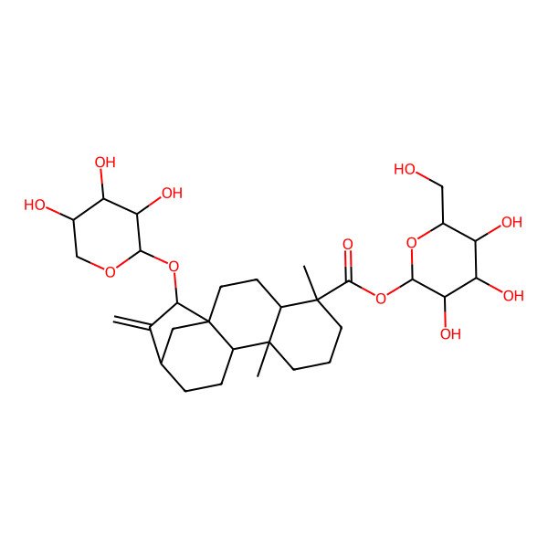 2D Structure of [3,4,5-Trihydroxy-6-(hydroxymethyl)oxan-2-yl] 5,9-dimethyl-14-methylidene-15-(3,4,5-trihydroxyoxan-2-yl)oxytetracyclo[11.2.1.01,10.04,9]hexadecane-5-carboxylate