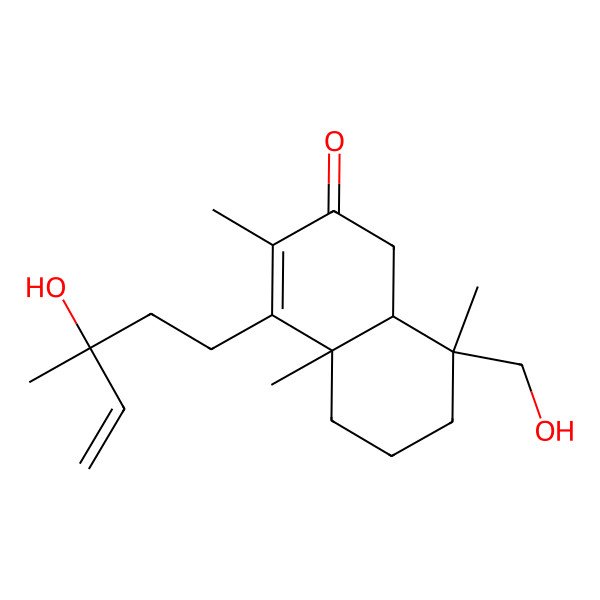 2D Structure of (4aR,8S,8aS)-8-(hydroxymethyl)-4-[(3S)-3-hydroxy-3-methylpent-4-enyl]-3,4a,8-trimethyl-5,6,7,8a-tetrahydro-1H-naphthalen-2-one