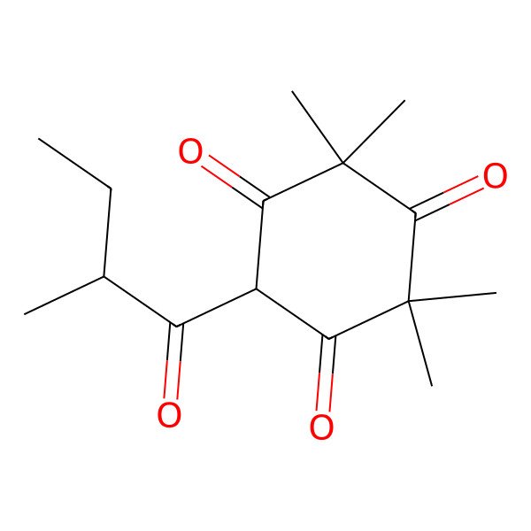 2D Structure of 2,2,4,4-tetramethyl-6-[(2R)-2-methylbutanoyl]cyclohexane-1,3,5-trione