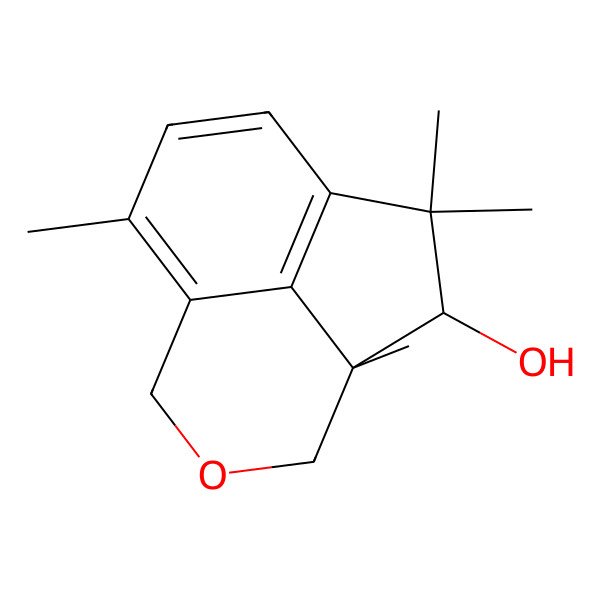 2D Structure of 2,2,4,9-Tetramethyl-6-oxatricyclo[6.3.1.04,12]dodeca-1(12),8,10-trien-3-ol