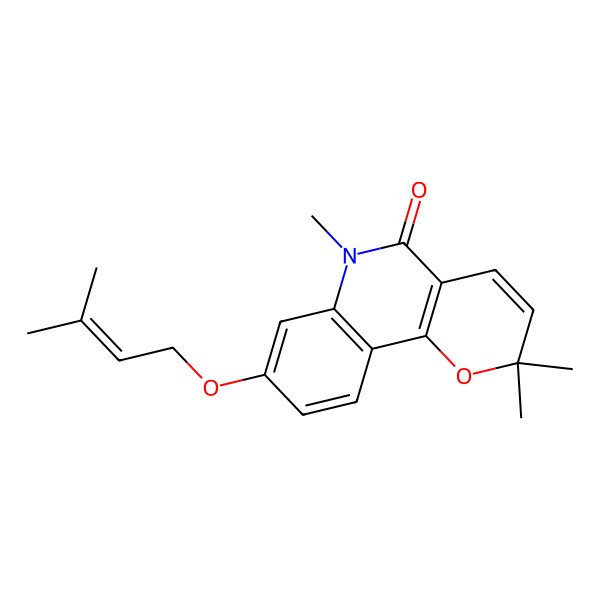 2D Structure of 2,2,6-Trimethyl-8-(3-methylbut-2-enoxy)pyrano[3,2-c]quinolin-5-one