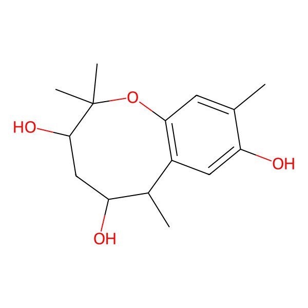 2D Structure of 2,2,6,9-Tetramethyl-3,4,5,6-tetrahydro-1-benzoxocine-3,5,8-triol