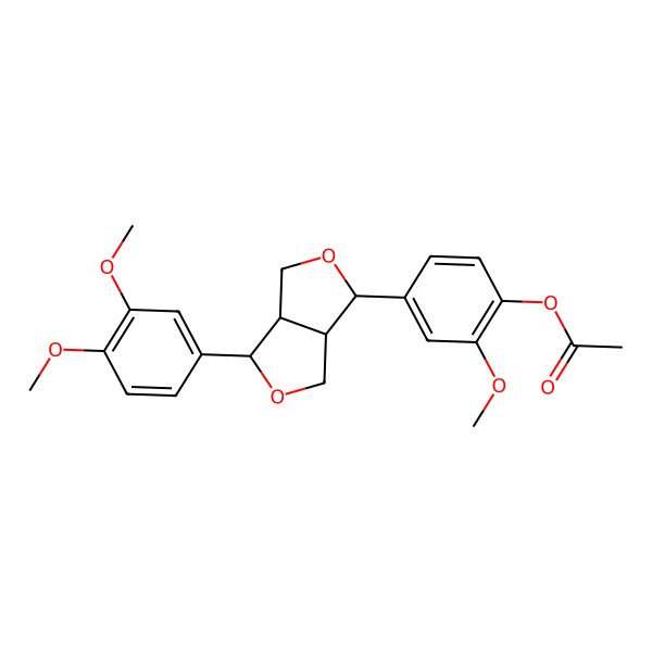 2D Structure of [4-[(3S,3aR,6S,6aR)-3-(3,4-dimethoxyphenyl)-1,3,3a,4,6,6a-hexahydrofuro[3,4-c]furan-6-yl]-2-methoxyphenyl] acetate