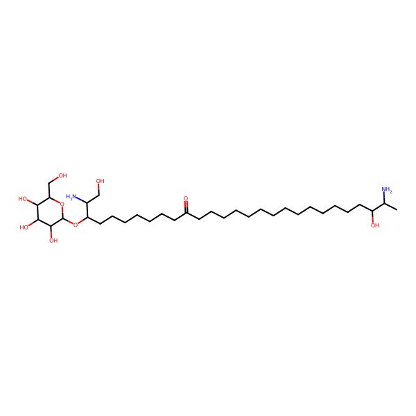 2D Structure of 2,27-Diamino-1,26-dihydroxy-3-[3,4,5-trihydroxy-6-(hydroxymethyl)oxan-2-yl]oxyoctacosan-11-one