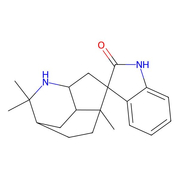 2D Structure of 2',2',7'-trimethylspiro[1H-indole-3,6'-3-azatricyclo[5.2.2.04,8]undecane]-2-one