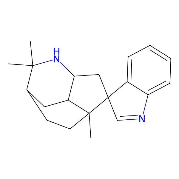 2D Structure of 2,2,7-Trimethylspiro[3-azatricyclo[5.2.2.04,8]undecane-6,3'-indole]