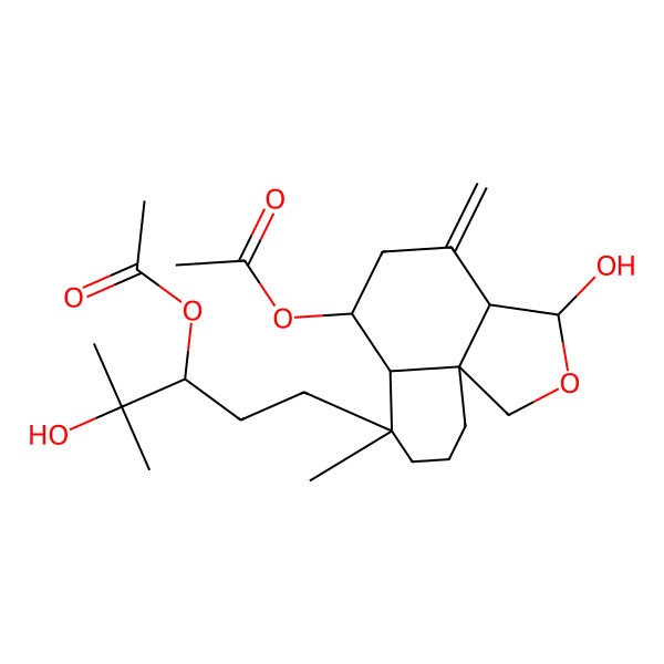 2D Structure of [7-(3-acetyloxy-4-hydroxy-4-methylpentyl)-3-hydroxy-7-methyl-4-methylidene-3,3a,5,6,6a,8,9,10-octahydro-1H-benzo[d][2]benzofuran-6-yl] acetate