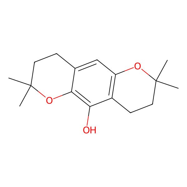 2D Structure of 2,2,7,7-Tetramethyl-3,4,8,9-tetrahydropyrano[2,3-g]chromen-5-ol