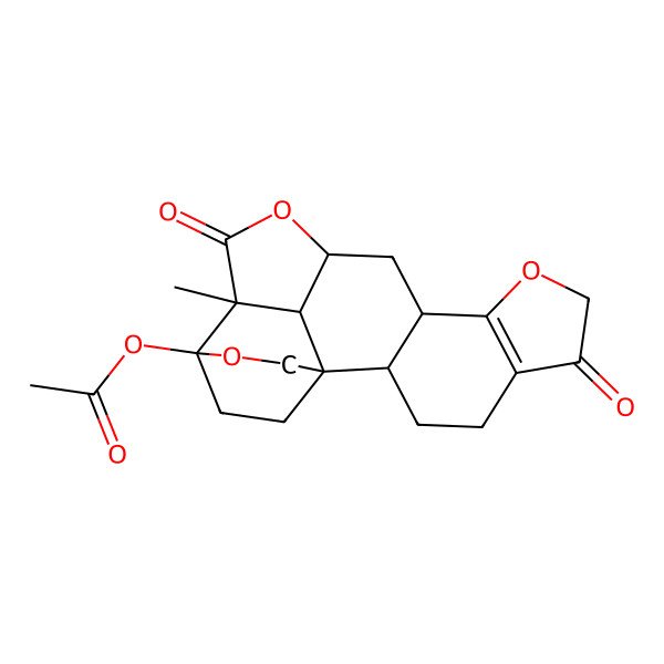 2D Structure of [(1S,2R,10R,12R,15R,16R,21R)-15-methyl-6,14-dioxo-8,13,17-trioxahexacyclo[14.2.2.11,12.02,10.05,9.015,21]henicos-5(9)-en-16-yl] acetate