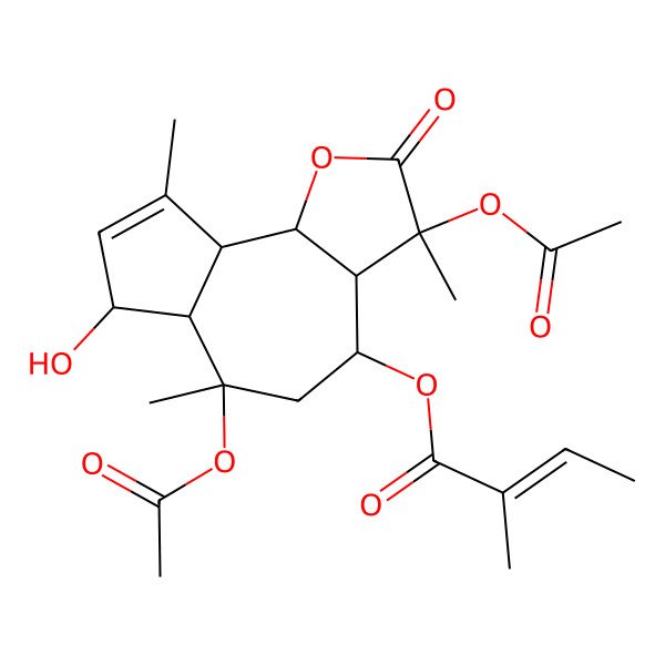 2D Structure of (3,6-diacetyloxy-7-hydroxy-3,6,9-trimethyl-2-oxo-4,5,6a,7,9a,9b-hexahydro-3aH-azuleno[4,5-b]furan-4-yl) 2-methylbut-2-enoate