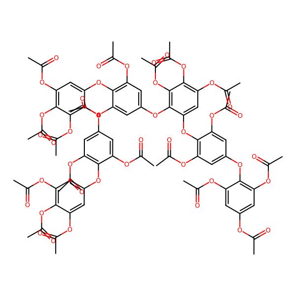 2D Structure of [3,5-Diacetyloxy-4-[3,5-diacetyloxy-4-[3,4,5-triacetyloxy-2-[3,5-diacetyloxy-4-[3,4,5-triacetyloxy-2-[3,5-diacetyloxy-4-(3,4,5-triacetyloxyphenoxy)phenoxy]phenoxy]phenoxy]phenoxy]phenoxy]phenyl] acetate