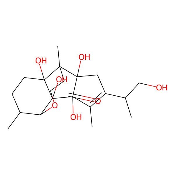 2D Structure of (1R,5R,6S,9S,10R,11R,15R)-9,10,11,15-tetrahydroxy-13-[(2S)-1-hydroxypropan-2-yl]-1,6,12-trimethyl-4-oxatetracyclo[7.6.0.05,10.011,15]pentadec-12-en-3-one